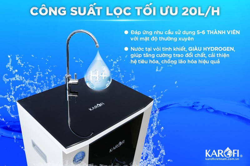 Máy lọc nước uống trực tiếp Karofi công suất tại vòi mạnh mẽ