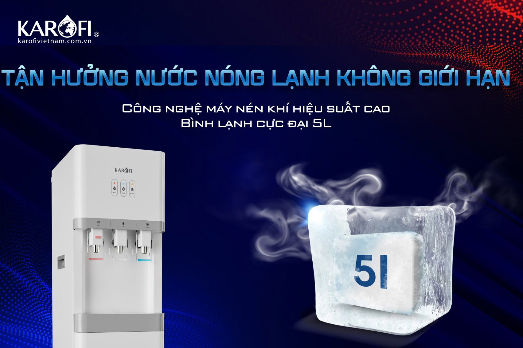 Công nghệ máy nén khí hiệu suất cao với bình lạnh cực đại tới 5L