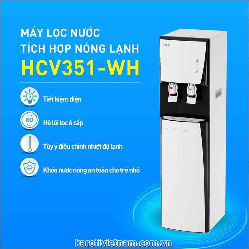 máy lọc nước tích hợp nóng lạnh karofi hcv351-wh