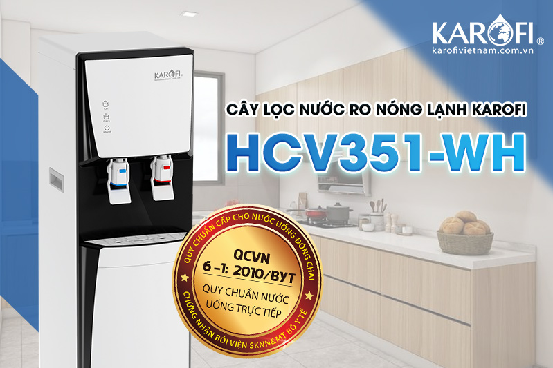 Máy lọc nước tích hợp nóng lạnh Karofi HCV351 WH - cho nguồn nước đạt chuẩn