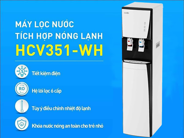Máy lọc nước tích hợp nóng lạnh Karofi HCV351 WH cung cấp nước uống đạt chuẩn 