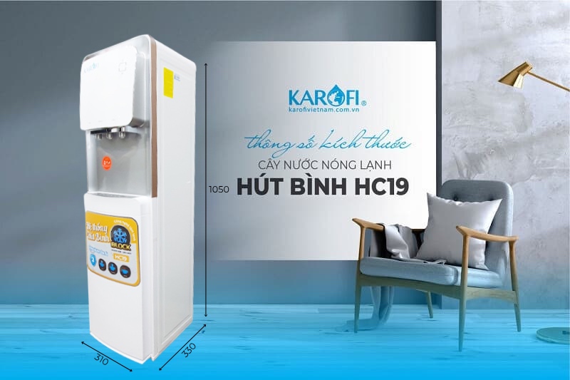 Cây nước nóng lạnh Karofi HC19 hút bình được thiết kế nhỏ gọn