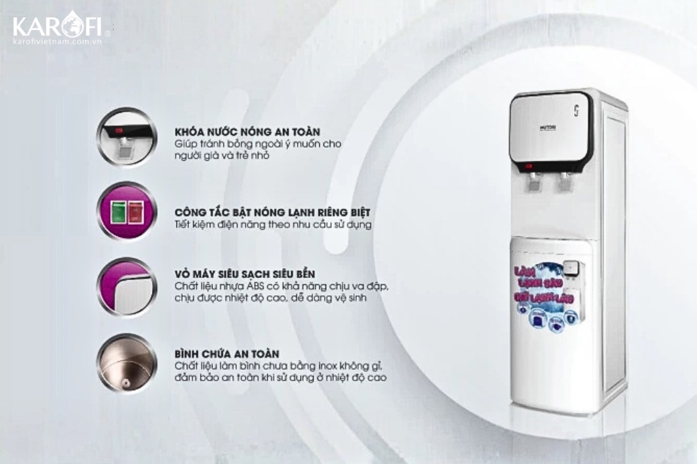 Tính năng an toàn của cây nước nóng lạnh úp bình Mutosi MD-200
