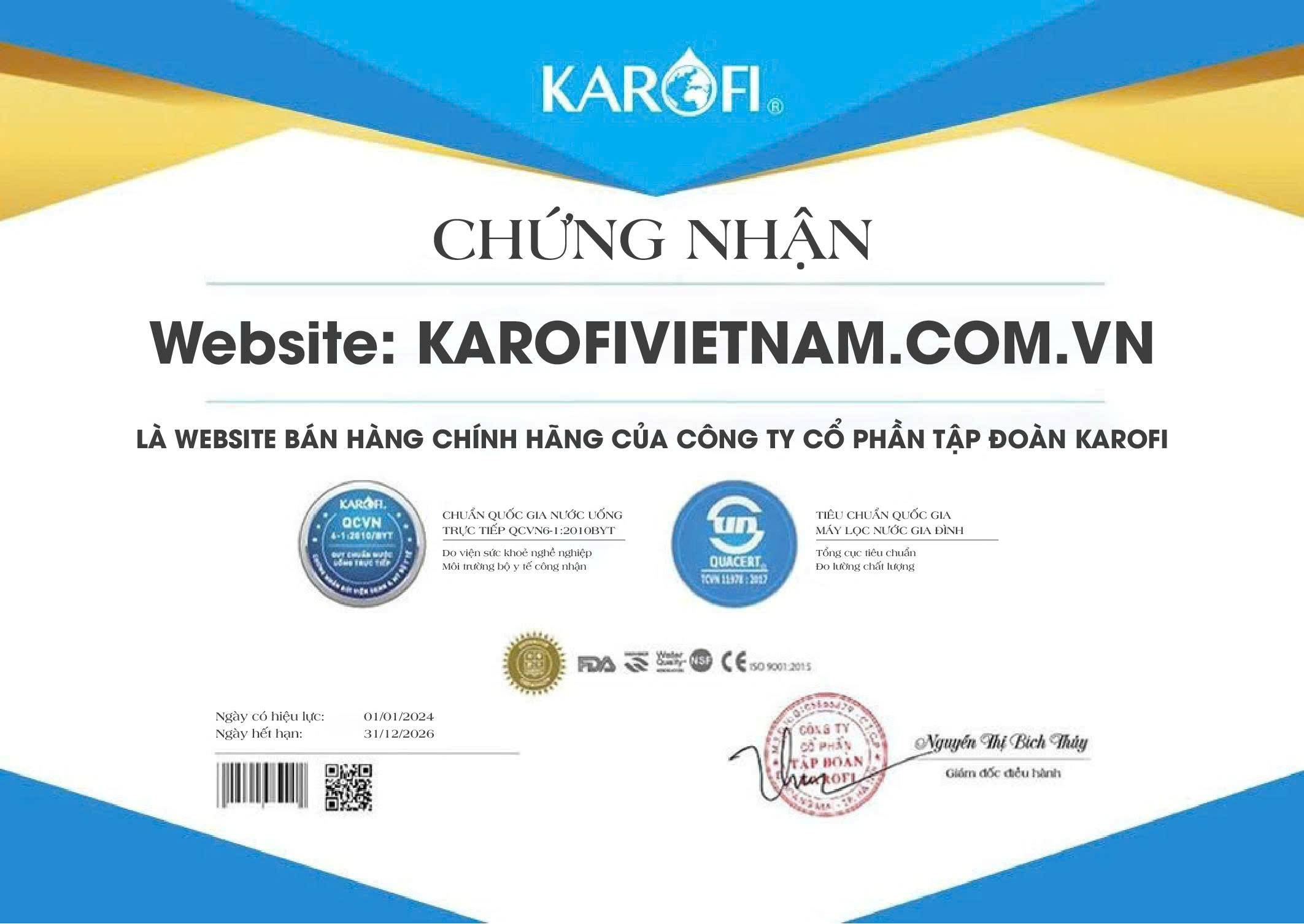 Chứng nhận Karofi