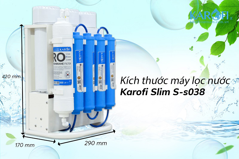 Kích thước máy lọc nước Karofi Slim S-s038