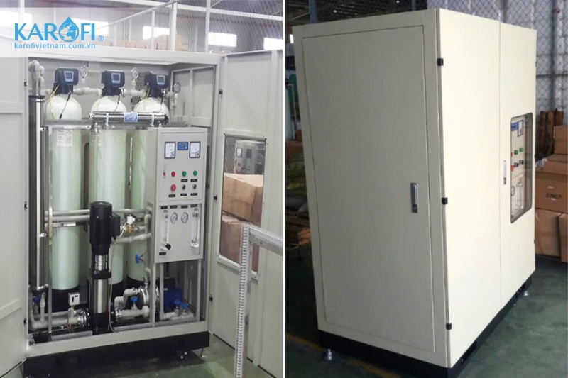 Hình ảnh thực tế của hệ thống lọc nước có tủ công suất 350l/h800
