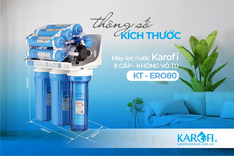 Thông số kích thước máy lọc nước Karofi KT-ERO80