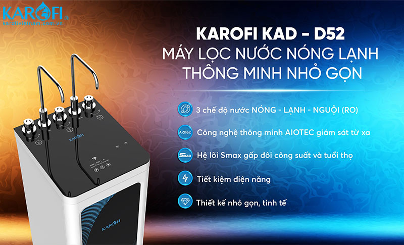 Máy lọc nước Karofi KAD D52 ứng dụng công nghệ Aitotec thông minh