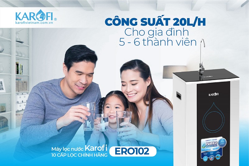 Máy lọc nước Karofi ERO102 cho công suất lọc lên tới 20L/h