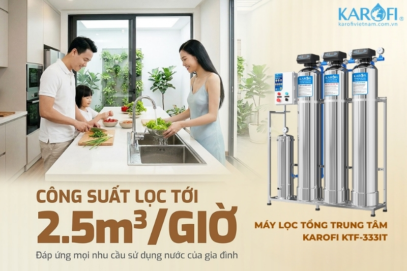 M&aacute;y lọc nước tổng KTF-333IT c&oacute; c&ocirc;ng suất lọc l&ecirc;n tới 2500L/h