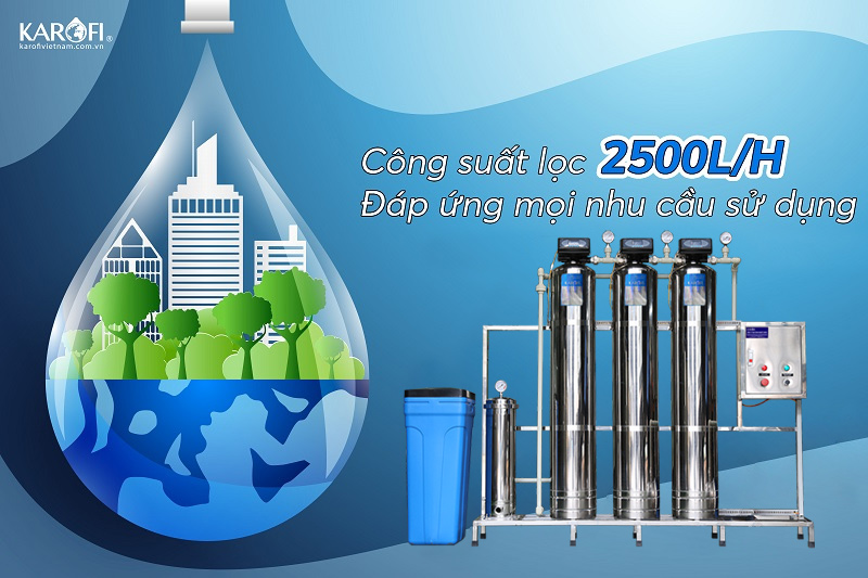 Máy lọc nước tổng KTF-333I có công suất lọc lên tới 2500L/h