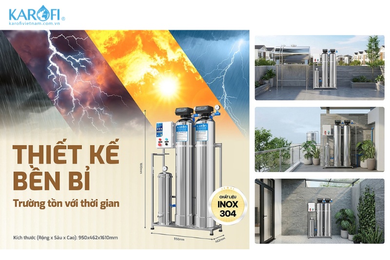 Hệ thống lọc tổng Karofi KTF-332IT với thiết kế tinh gọn, mạnh mẽ