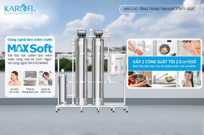Hệ thống lọc nước tổng KTF-332IT với c&ocirc;ng suất lọc l&ecirc;n tới 2500l/h