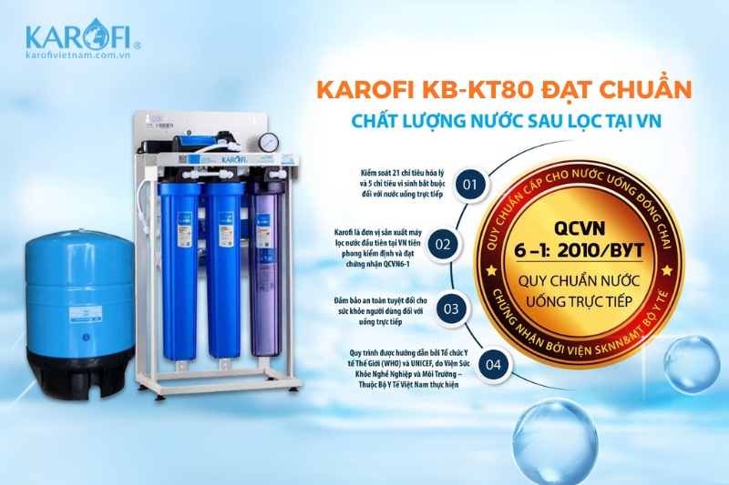 Karofi KT-KB30 cho nguồn nước đạt chuẩn