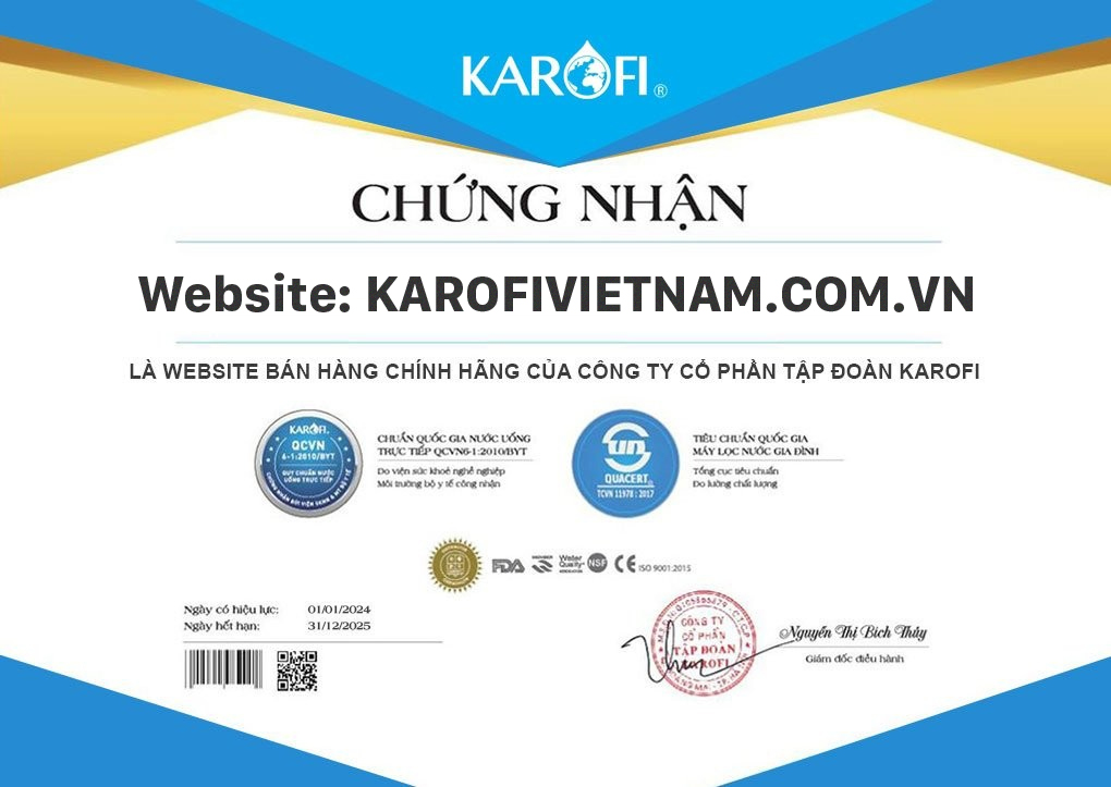 Giấy chứng nhận karofi việt nam