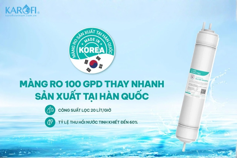 Sở hữu màng lọc RO GDP với công suất lọc 20L/h