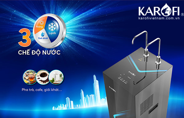 máy lọc nước karofi 3 chế độ kad n69 tích hợp 2 vòi nước với 3 chế độ nước riêng biệt