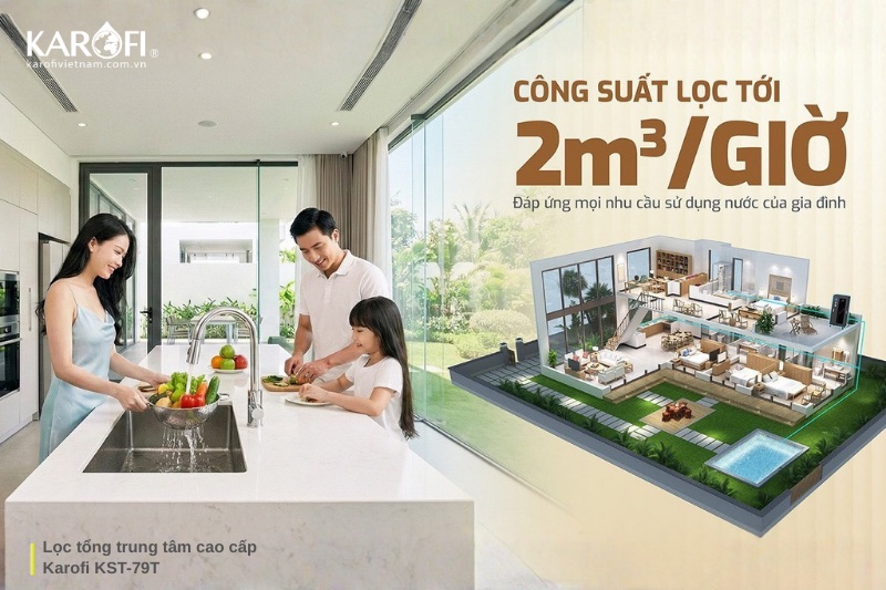 Hệ thống lọc tổng Karofi KST-79T c&ocirc;ng suất l&ecirc;n đến 2m3/h