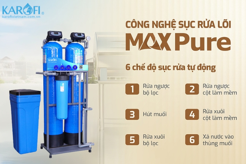 Cơ chế sục rửa tự động của lọc tổng trung tâm Karofi KTF-222CT