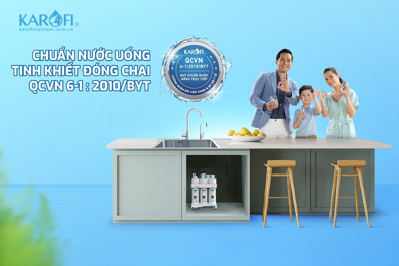 máy lọc nước Karofi KAQ-U05 PRO đáp ứng tiêu chuẩn nước uống tinh khiết