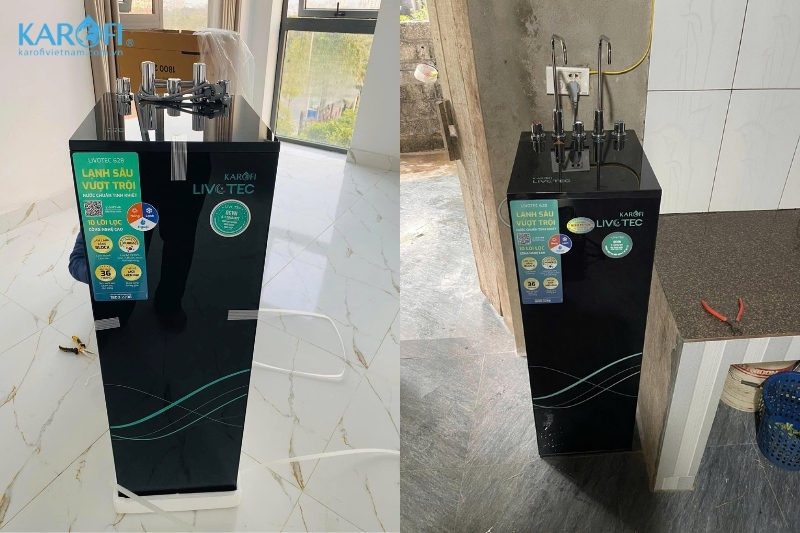 Ảnh thực tế của m&aacute;y lọc nước n&oacute;ng lạnh Karofi 10 cấp lọc Livotec 628S