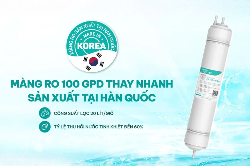 M&agrave;ng lọc RO 100GPD c&oacute; khả năng loại bỏ đến 99,99% chất &ocirc; nhiễm