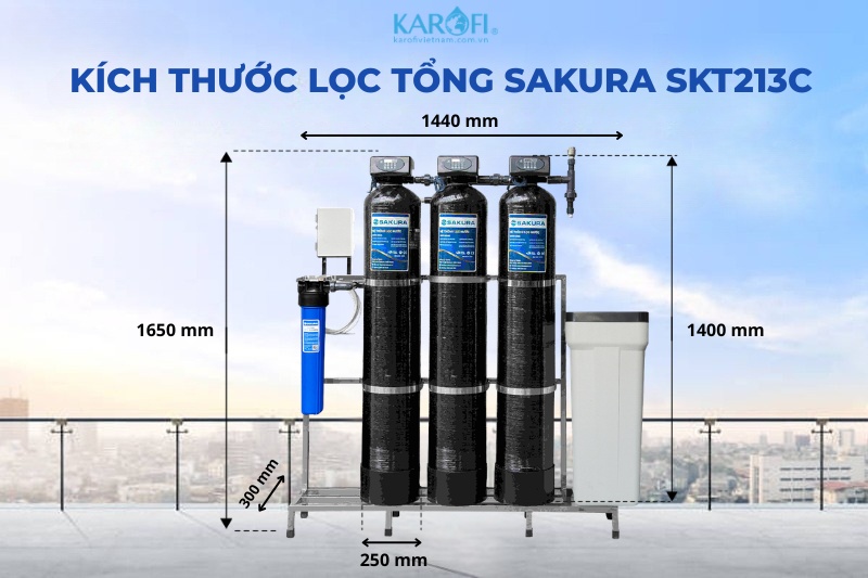 K&iacute;ch thước hệ thống lọc nước tổng đầu nguồn Sakura SKT213C