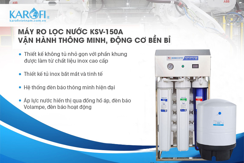 Máy lọc nước bán công nghiệp 150l/h Kosovota Pro được thiết kế nắp bảo vệ bằng inox.