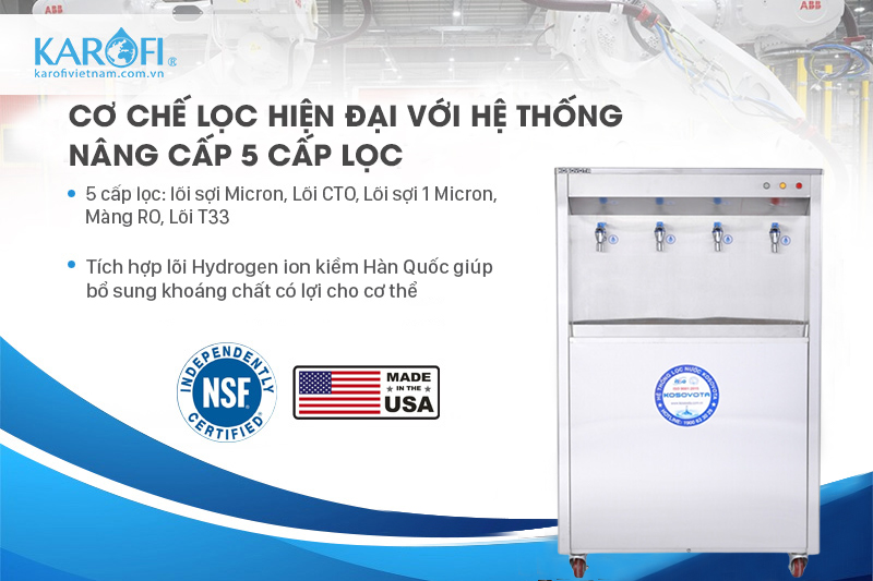 Máy lọc nước công nghiệp 100 lít Kosovota MTL4831 giúp loại bỏ đến 99,99% tập chất, vi khuẩn