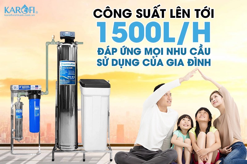 Bộ lọc tổng đầu nguồn Sakura SKT211U có công suất vượt trội lên tới 1500L/H