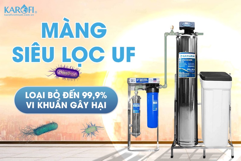 Màng siêu lọc UF giúp loại bỏ đến 99,9% vi khuẩn gây hại