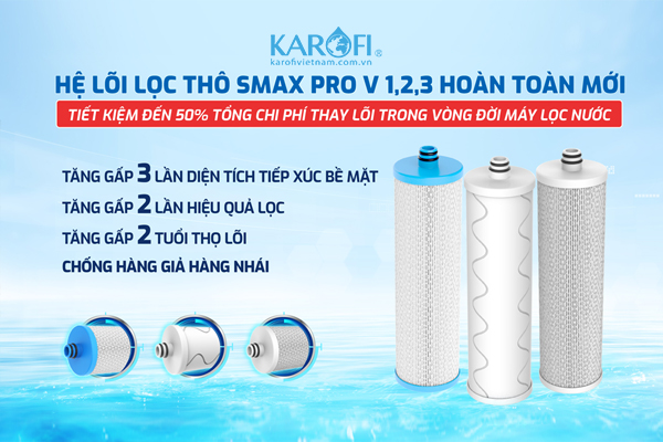 Bộ 3 lõi lọc thô Smax Pro V nổi bật 