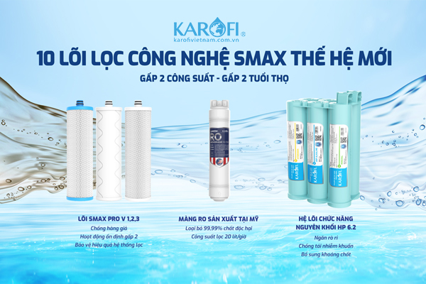 Karofi KAQ-U95 Pro sở hữu hệ thống 10 lõi lọc công nghệ Smax 