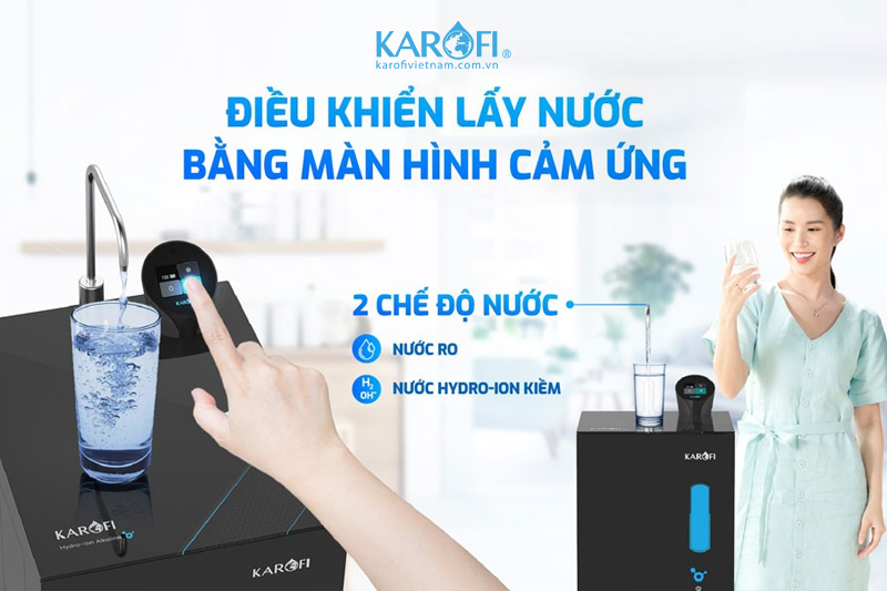 Karofi KAE-S68 có 2 chế độ nước RO và Hydro-ion kiềm tiện lợi