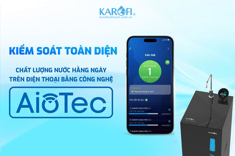 Máy lọc nước Karofi KAE-S68 tích hợp công nghệ Aiotec thông minh