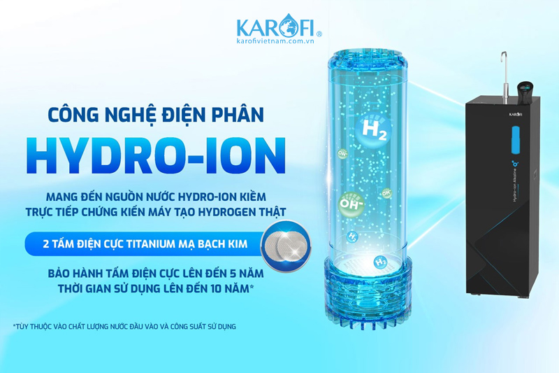 Karofi KAE-S68 sử dụng công nghệ điện phân hydro-ion kiềm hiện đại