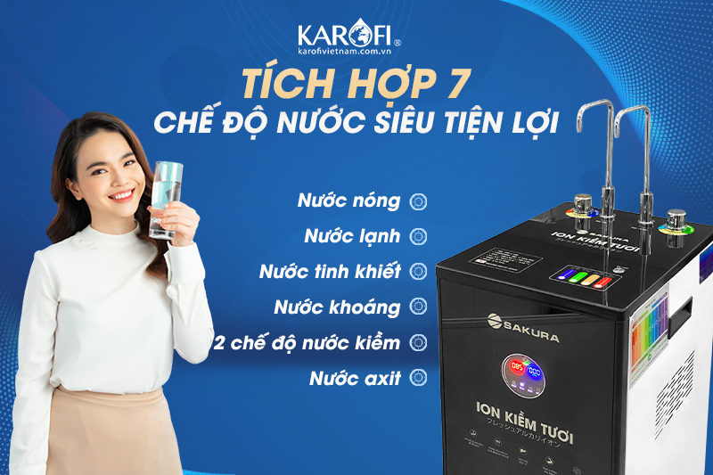 Máy lọc nước kiềm Sakura SD700 có 7 chế độ nước siêu tiện lợi