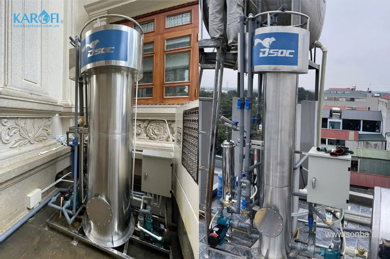 Hình ảnh lắp đặt thực tế thiết bị lọc nước giếng khoan inox