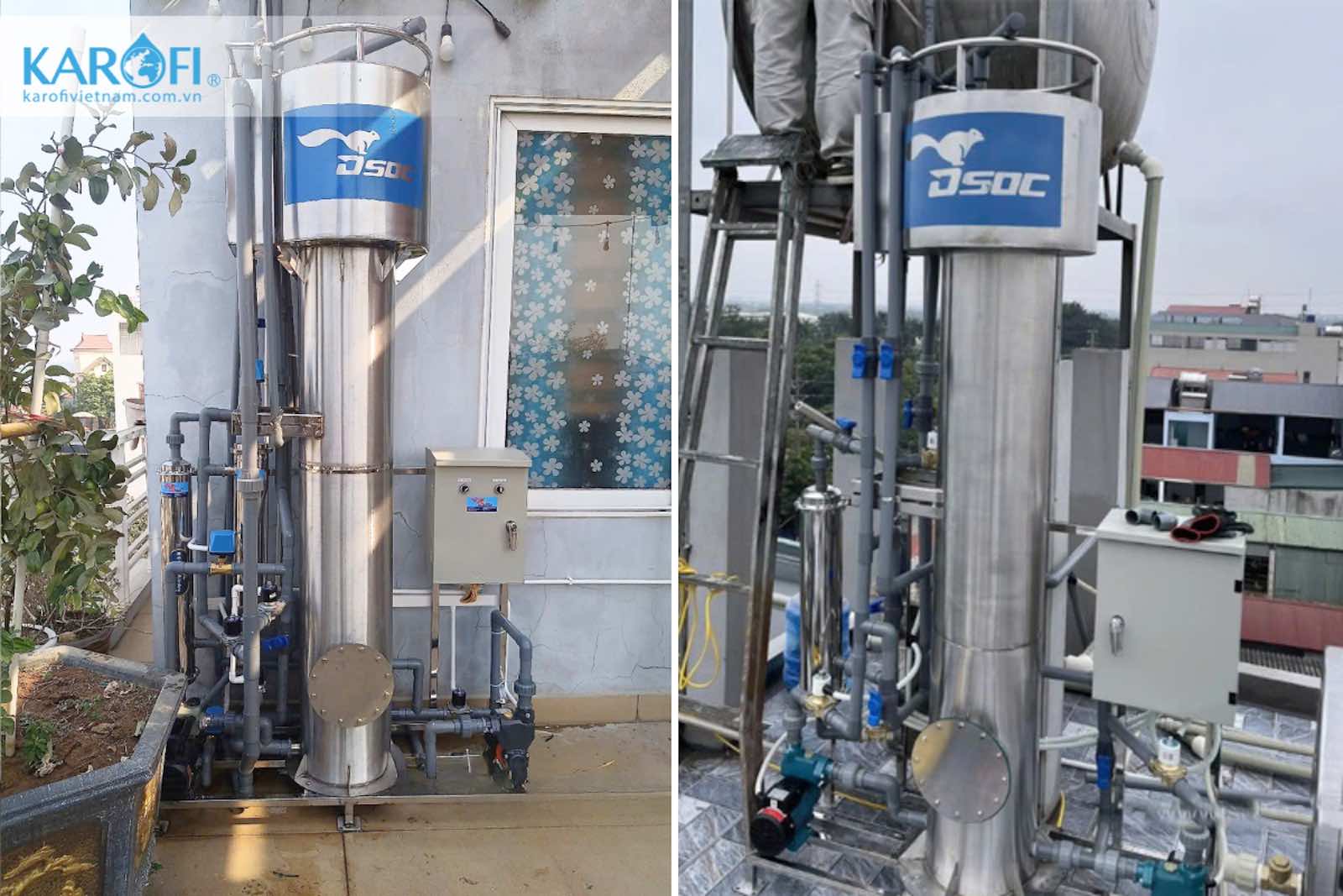 Hình ảnh lắp đặt thực tế thiết bị lọc nước giếng khoan inox công suất 5m3