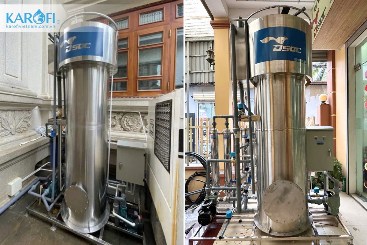 Hình ảnh lắp đặt thực tế thiết bị lọc nước giếng khoan inox công suất 50m3