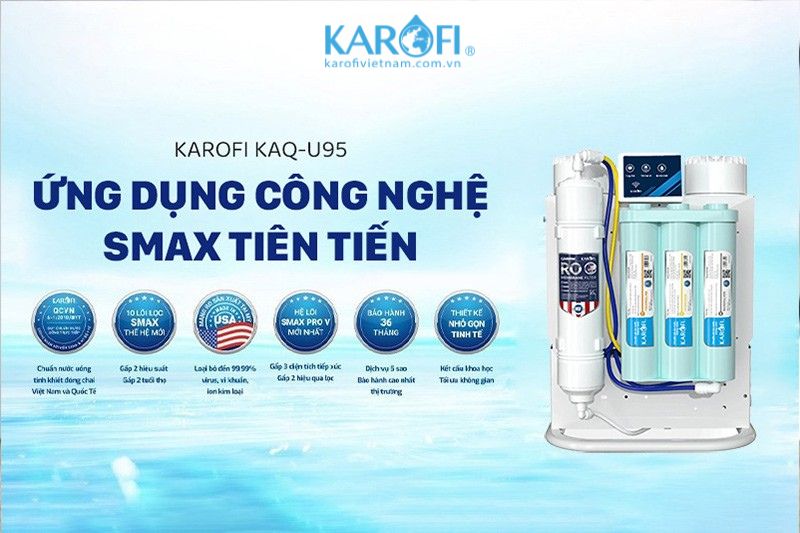 Máy lọc nước Karofi KAQ-U95 ứng dụng công nghệ tiên tiến hàng đầu hiện nay