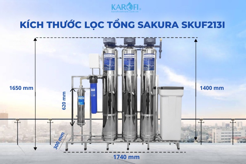 K&iacute;ch thước hệ thống lọc tổng Sakura SKUF213I