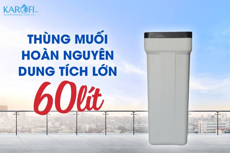 Thùng muối hoàn nguyên 60 lít hỗ trợ làm mềm nước hiệu quả