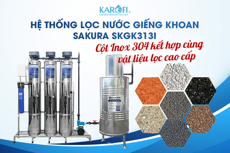 3 Cột Inox 304 kết hợp cùng vật liệu lọc cao cấp