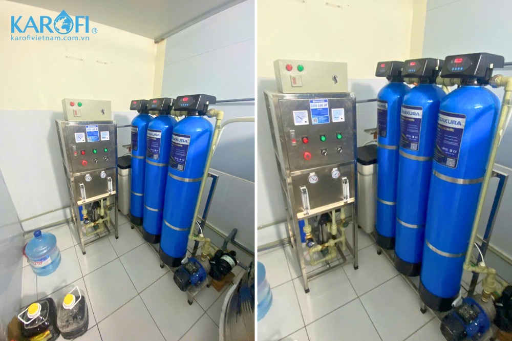 Hình ảnh thực tế hệ thống lọc nước tinh khiết công nghiệp Sakura 500l/h SKTK500/AT