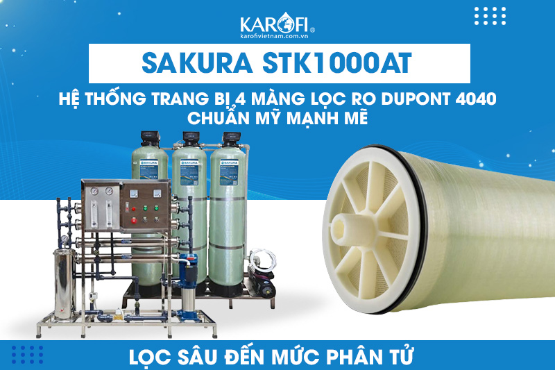 Hệ thống trang bị 4 màng lọc RO Dupont 4040 mạnh mẽ
