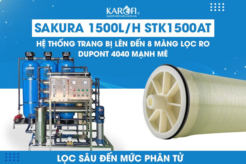 Hệ thống trang bị lên đến 8 màng lọc RO Dupont 4040 mạnh mẽ