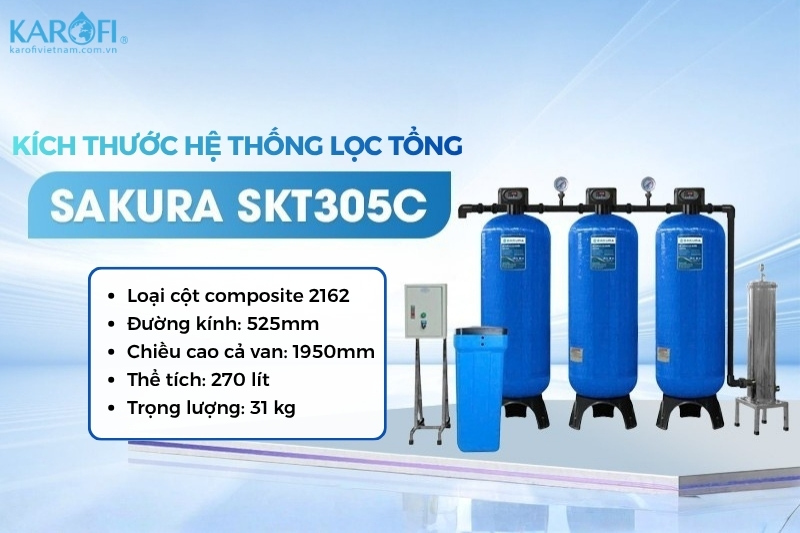 K&iacute;ch thước hệ thống lọc tổng đầu nguồn Sakura SKT305C