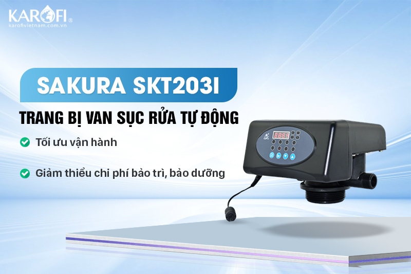 Lọc tổng Sakura SKT203I được trang bị van sục rửa tự động tiện lợi