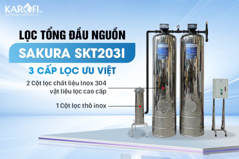 SKT203I được trang bị 3 cột lọc inox bền bỉ với vật liệu lọc cao cấp